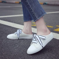 womens slippers half shoes 2021 summer canvas fashion lace up female sneakers comfortable slippers woman summer sneakers shoes