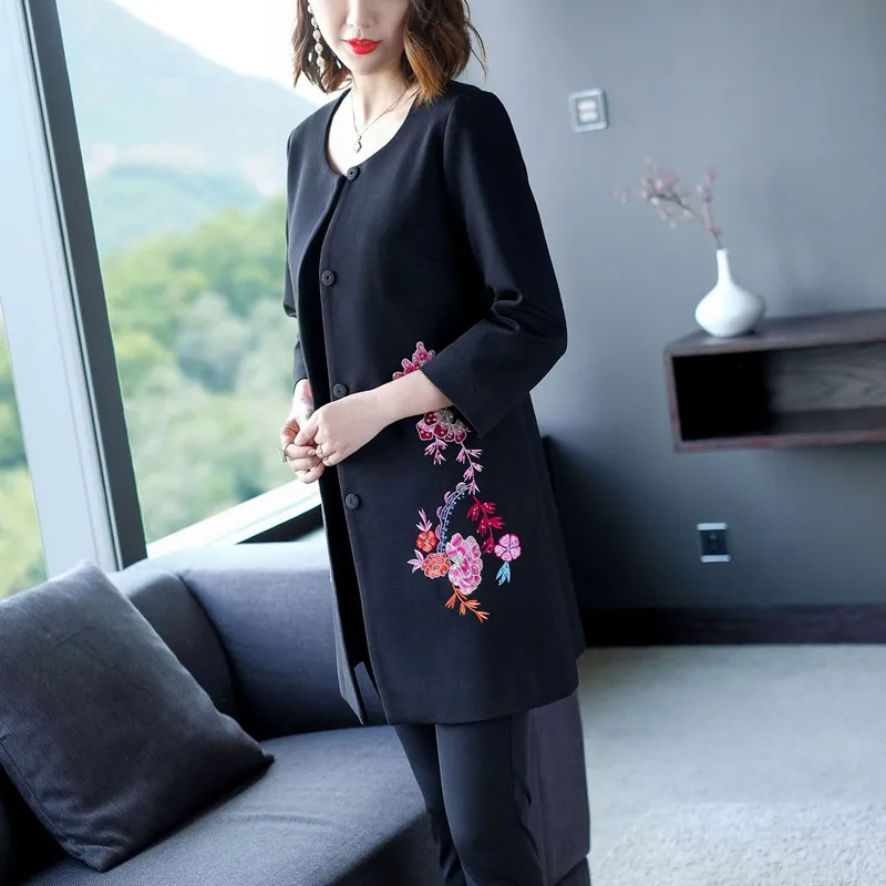 Китайский национальный женский жаккардовый кардиган с вышивкой для женщин