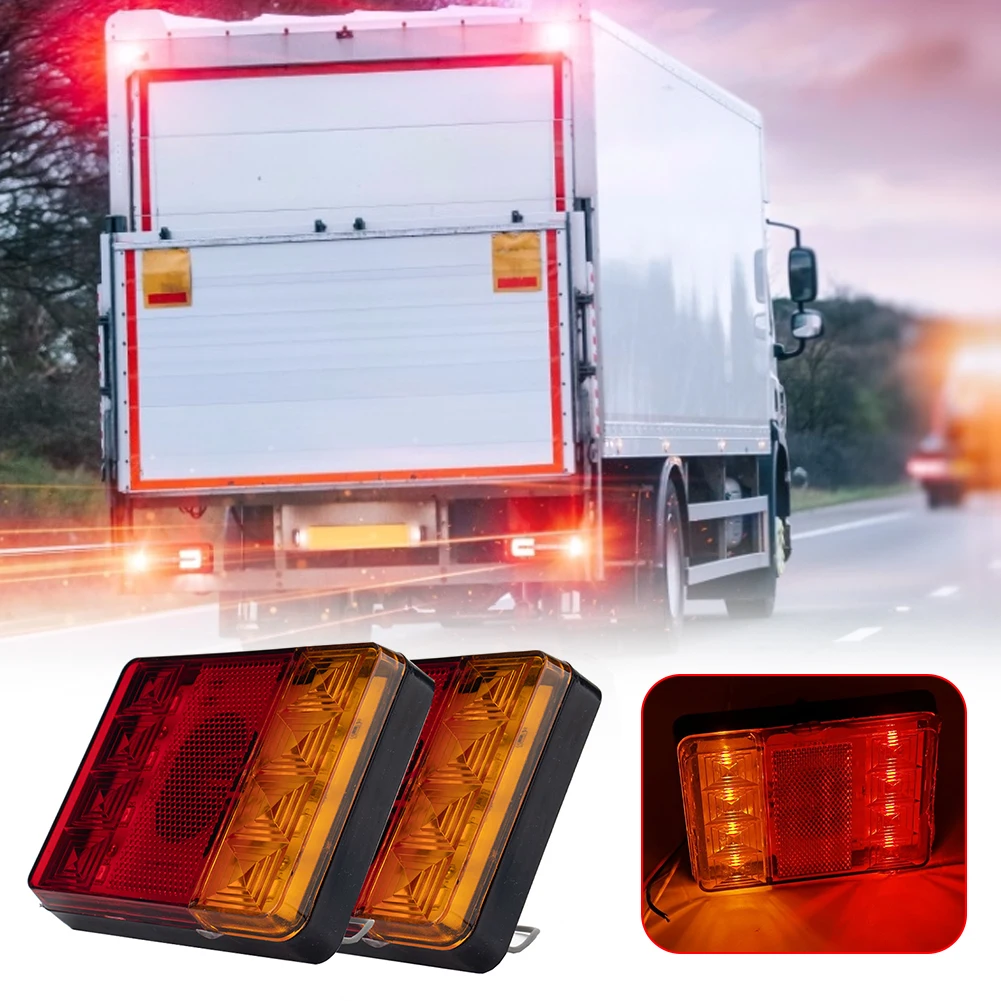 

Car Lamp Waterproof Taillight Truck Light LED Trailer Tail Light Kit Rear Indicator Brake Lamps w/ 7 Pin Plug 5-Core Cable