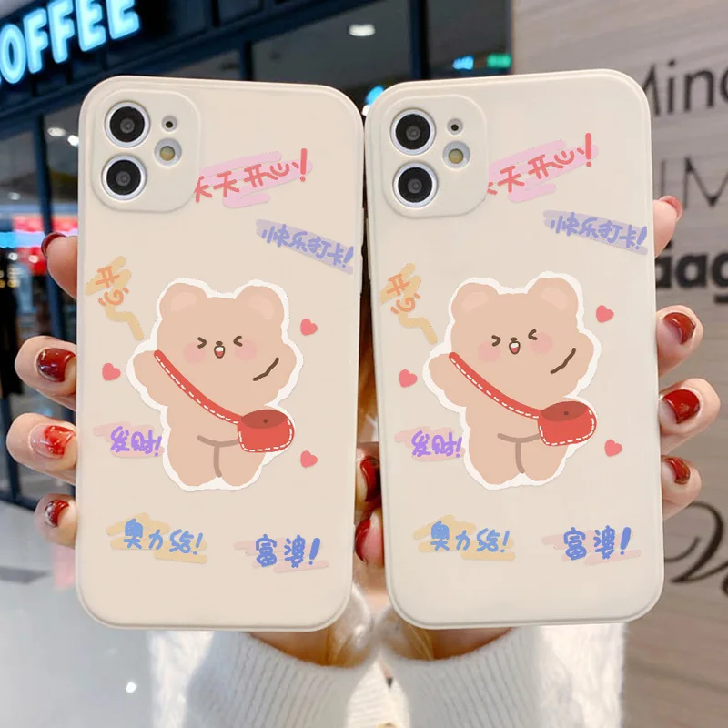 

Bear Painted Cover For iPhone11 Pro Max Soft Cover For iPhone 12 Pro 12 Mini Capa Cover X XS Max XR 6 11 6S 7 8 SE 2020 Funda