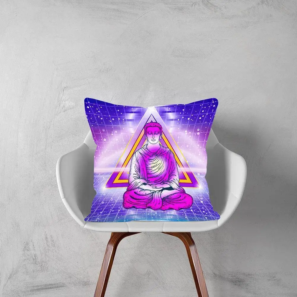 

Religious Buddha Portrait Printed Square Pillow Case Seat Sofa Car Chair Buddhism Cover Decora Cushion Element Bed For Home H1V1