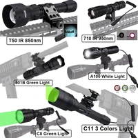 led tactical flashlight set green hunting light torch 950nm850nm night vision ir flashlight lantern 18650 battery gun mount