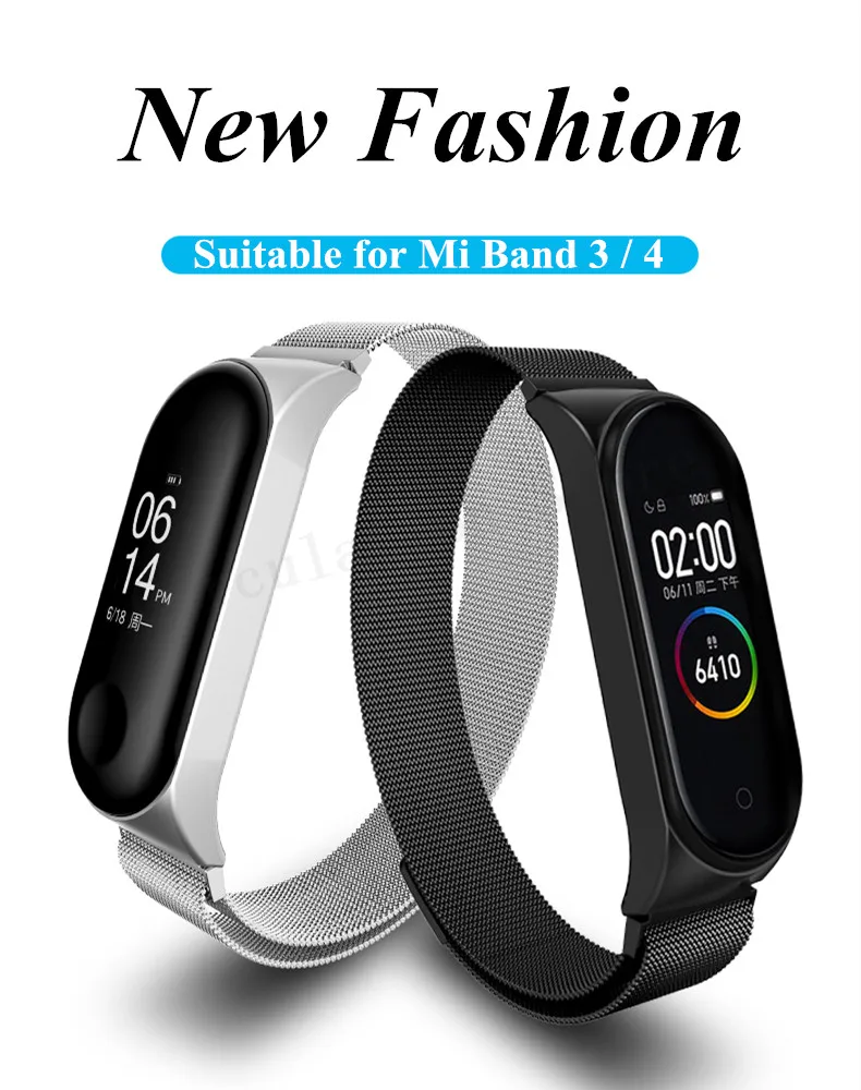 Браслет Mi band 4 3 с металлическим ремешком для Xiaomi Mi Band 3 4, Безвинтовой браслет Mi Band 4 3, браслет MiBand, браслет на запястье, умный браслет 4, сталь