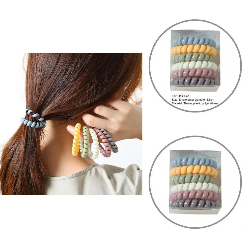 

Great Hair Scrunchie Wire Style Convenient Children TPU Rubber Hair Ring Rope Hair Rope Rubber Bands 6Pcs/Set