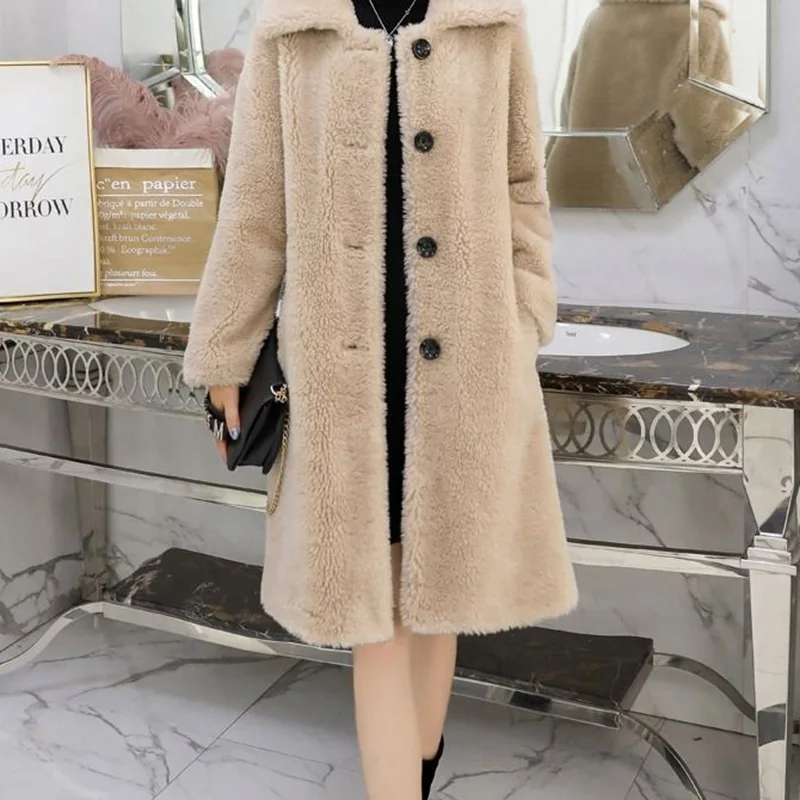 Пальто из овечьей шерсти тонкое теплое зимнее длинное | Женская одежда