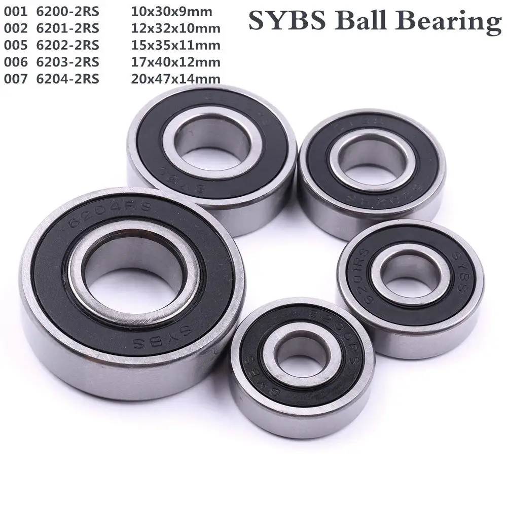 Быстро раскупаемый 1 шт. 6200/6201/6202/6203/6204-2RS SYBS упорные шариковые подшипники с глубоким жёлобом Сталь шариковые подшипники внутренний Диаметр 10/12/15/17/20 мм