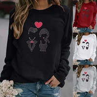 european and american new valentines day bottoming shirt european and american printing round neck pullover womens t shirt