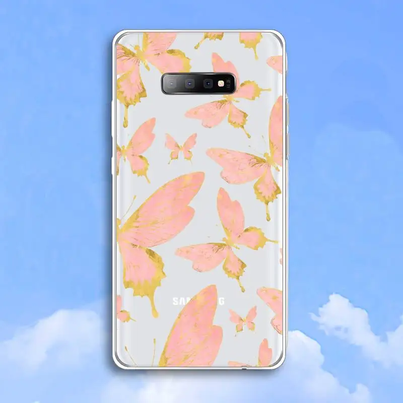 

Lovebay Butterfly Glitter Phone Case Transparent For Samsung Galaxy A 71 21s S note 8 9 10 plus 20 ultra