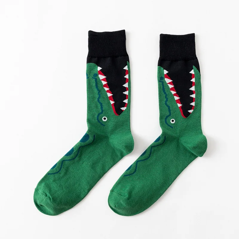 

Men's Socks Fashion Color Zebra Stripes Shark Animal Series Personality Comfortable Cotton Socks Wholesale 5 Pieces
