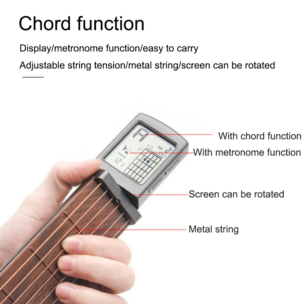 Portable 6-Tone Pocket Guitar Chord Trainer Practice Tool Can Rotate Diagram Screen Finger For Beginners | Спорт и развлечения