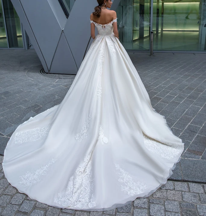 Vestido De Noiva Ball Gown Wedding Dress 2020 Tulle Appliques Off the Shoulder Long Train Bridal Gowns Robe Mariee | Свадьбы и