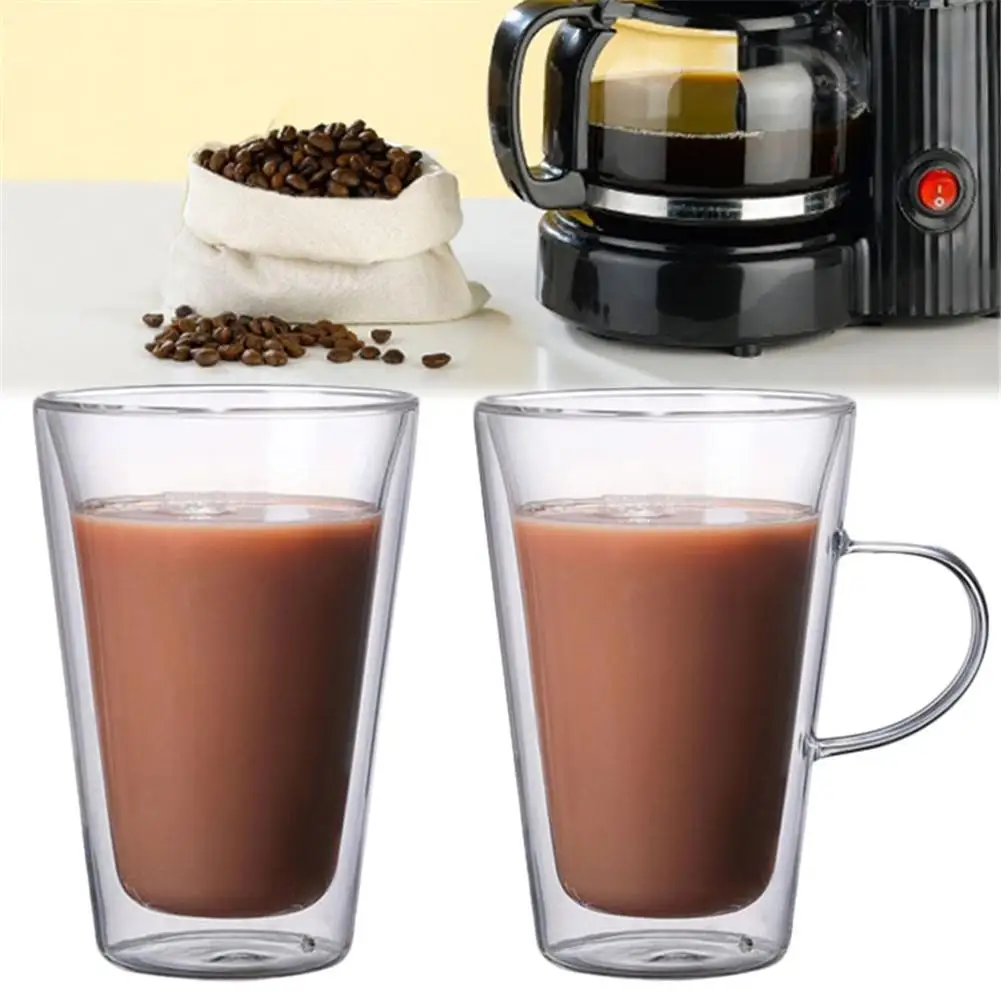 Термостойкие двухслойные Стеклянные чашки путешествия кофе чай кружка с ручкой