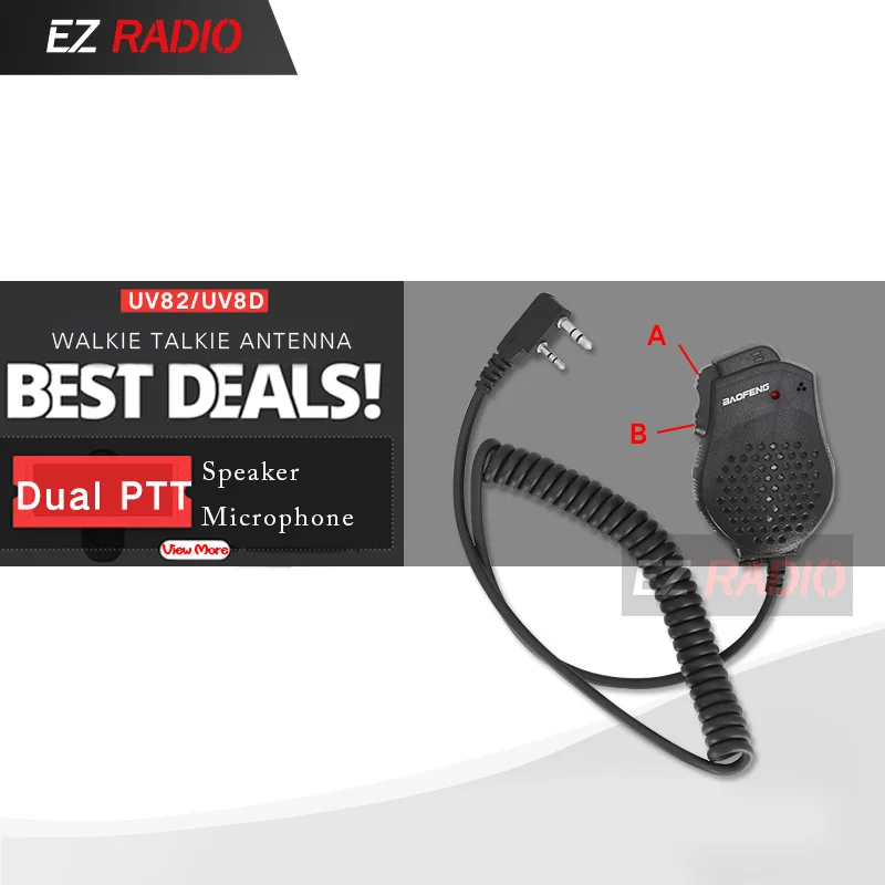 1PCS Лидер продаж двойной PTT MIC Динамик UV-82 UV-8 UV82L UV-89 UV-82 плюс UV-82TP GT-5TP UV-82HP UV-82HX микрофон для Baofeng UV 82 - Цвет: 1PCS
