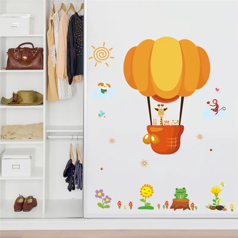 Настенные Стикеры с животными на воздушных шарах для мальчиков украшение