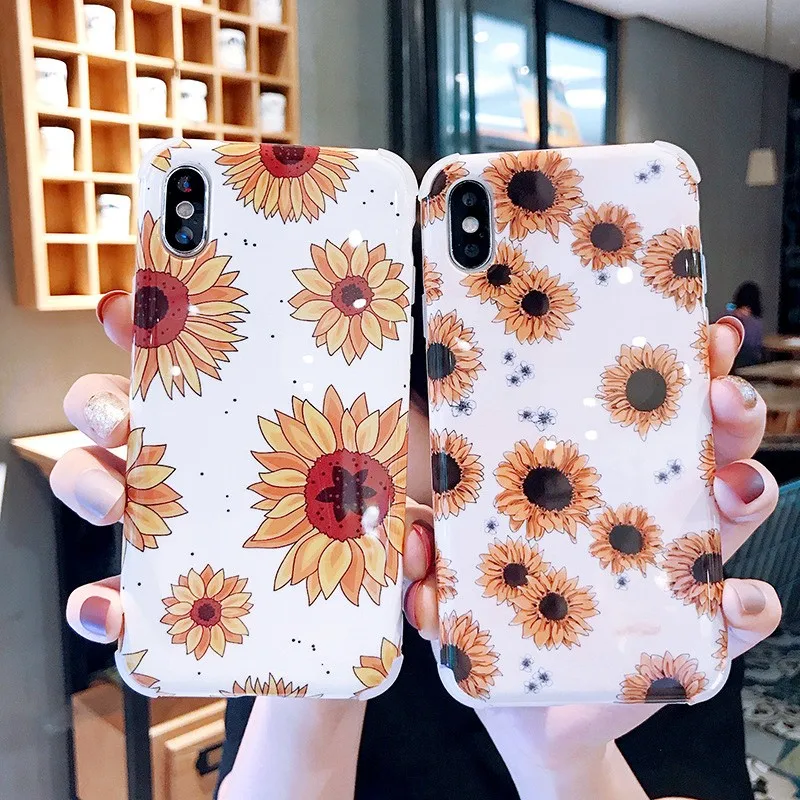 Чехол для iPhone 7 8 Plus 6s с милым рисунком подсолнуха чехол X XS 6 мягкий силиконовый