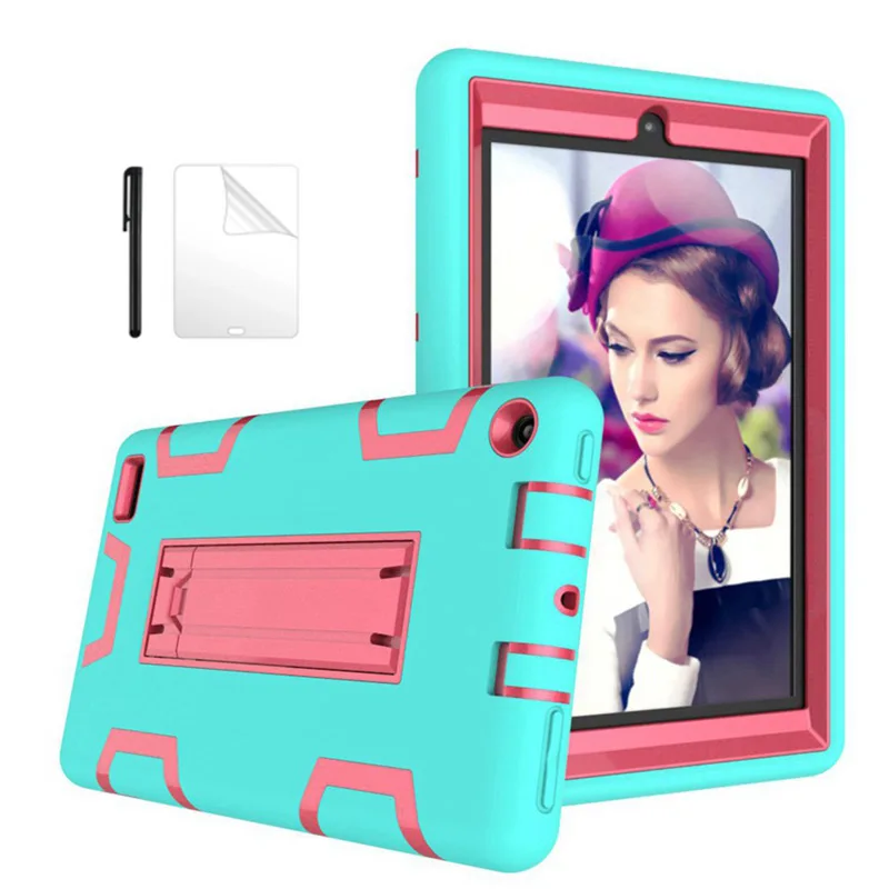 Детский безопасный бронированный чехол для Amazon Kindle All-new Fire 7 чехол для Amazon Fire 7 сверхмощный силиконовый чехол для планшета+ пленка+ ручка