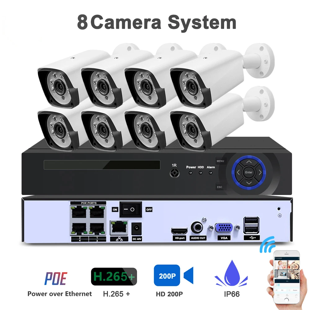 4CH 1080P HDMI POE NVR комплект CCTV система безопасности ИК наружная аудио IP камера P2P