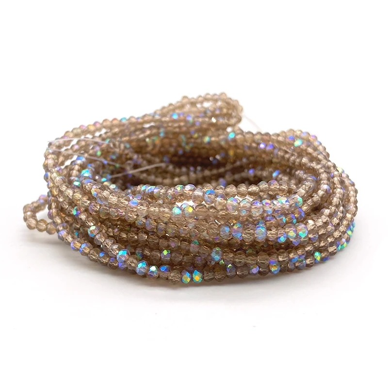 

1mm Light Brown Clear Glass Crystal Plated Colorful Faceted Round Beads Loose Spacer Beads for Jewelry Making DIY Accessories