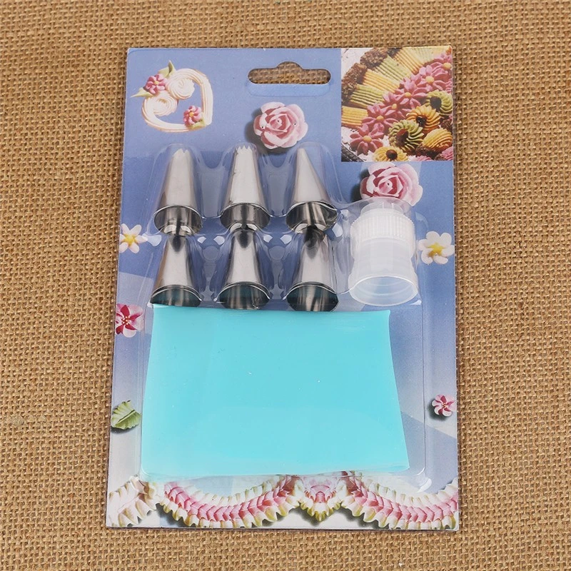 

8Pcs/Set Reusable Silicone Tubing Cream Piping Bag DIY Cake Stainless Steel Nozzle Group Pastry Decoration Kitchen Baking Tools