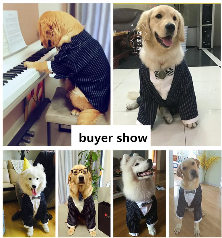 Одежда для больших собак в полоску пальто с бантом смокинг куртка Свадебный