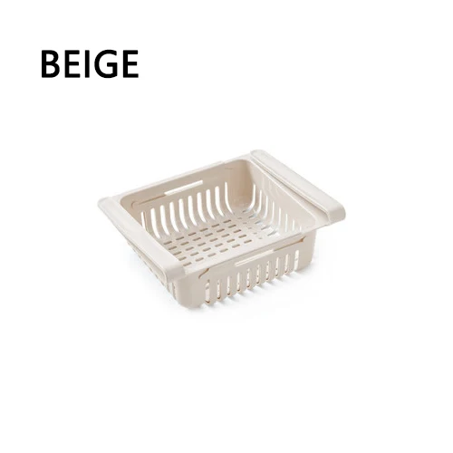 B-BEIGE ABS боковая стойка для хранения, органайзер, регулируемая полка для холодильника, держатель для ящика, органайзер, экономия пространства, фруктовая закуска, кухонная полка, полка - Цвет: B-BEIGE