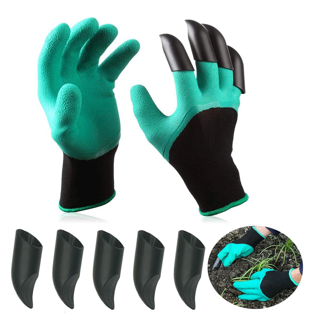 

Garden Gloves Garden Digging Planting Rake Working Gloves Garden Digging Pruning Planting Gloves ABS Plastic Claws Rubber Gloves