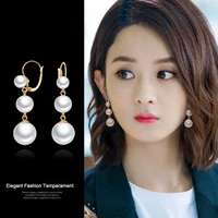 925 silver pearl female long baroque zircon earrings fashion trendy korean earrings jewelry
