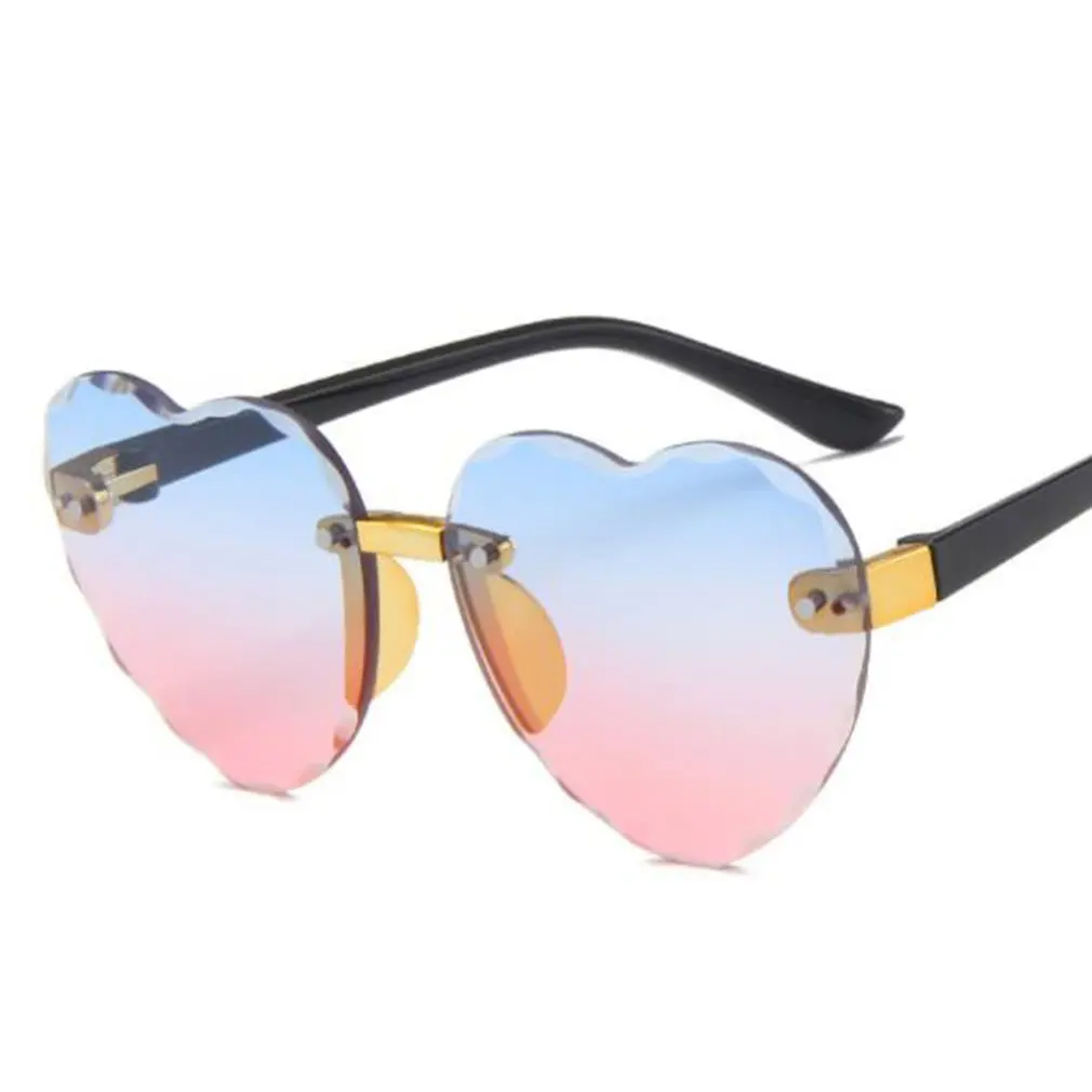 

New Heart Rimless Kids Sunglasses Fashion Heart Shape Children Sun Glasses Girls Outdoors Travel UV400 Protection Eyewear