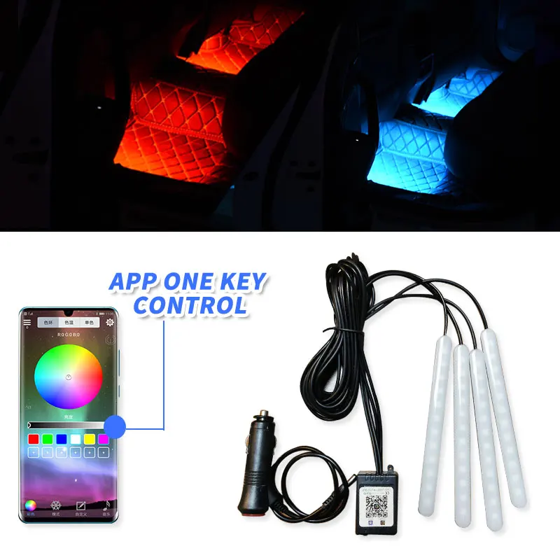 Новые 4 шт. Автоматическая RGB светодиодный полосы света приложение Управление