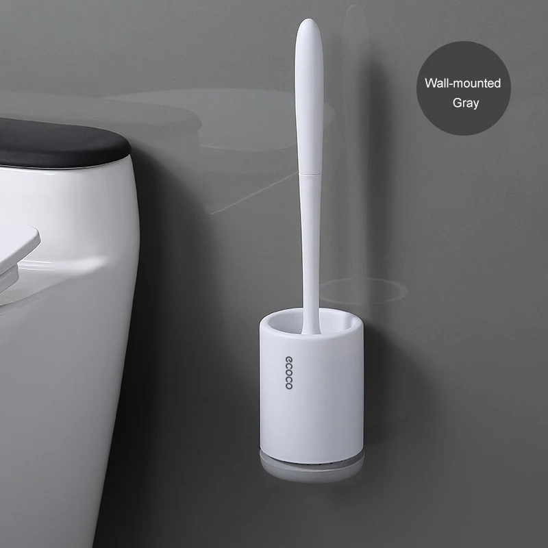 A-Wall-Mount-Gray TPR силиконовая щетка для унитаза, напольная настенная основа, Щетка Для Чистки унитаза, ванной комнаты, набор аксессуаров, предметы домашнего обихода - Цвет: A-Wall-Mount-Gray