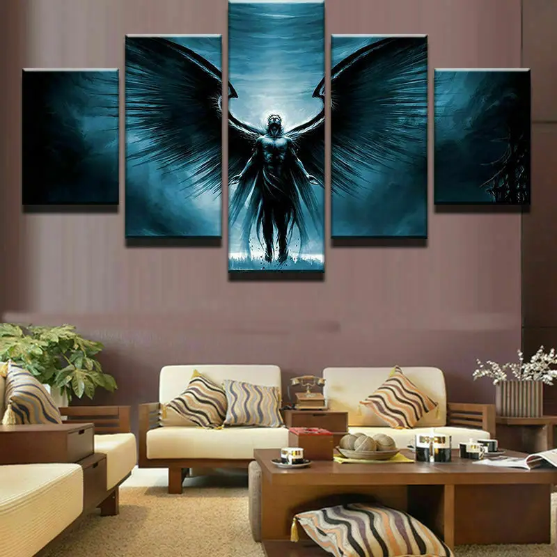 

No Framed Canvas 5Pcs Archangel Michael Angel Pictures Wall Art Posters Home Decor Accessories Living Room Decoration Paintings
