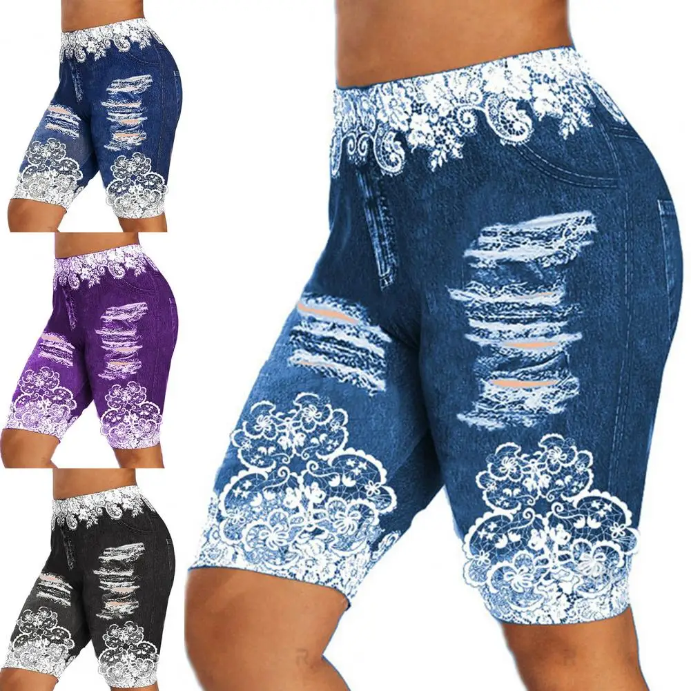 

Comfortable Simple Print Pockets Women Fitness Shorts Women Lounge Shorts Pockets Half Pants