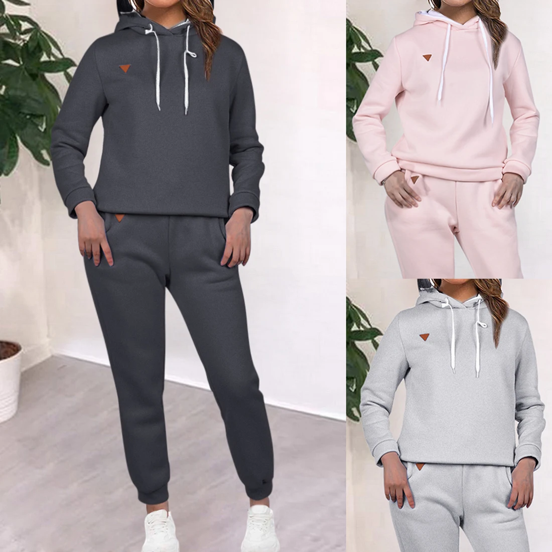 

2Pcs/set New Autumn Winter Women Hoodie Pants Printed Tracksuit Pullover Sweatshirt Trousers With Pockets Tracksuit Suits 2021