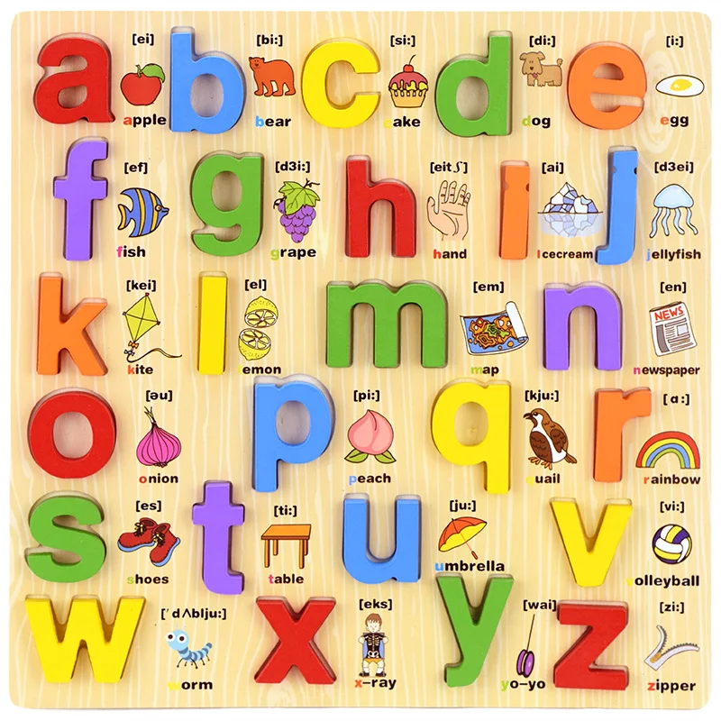 

3D Wooden Alphabet Number Puzzle Toys Baby Animal Letter Digital Geometric Educational Toys For Toddler Boy Gift For Childrens