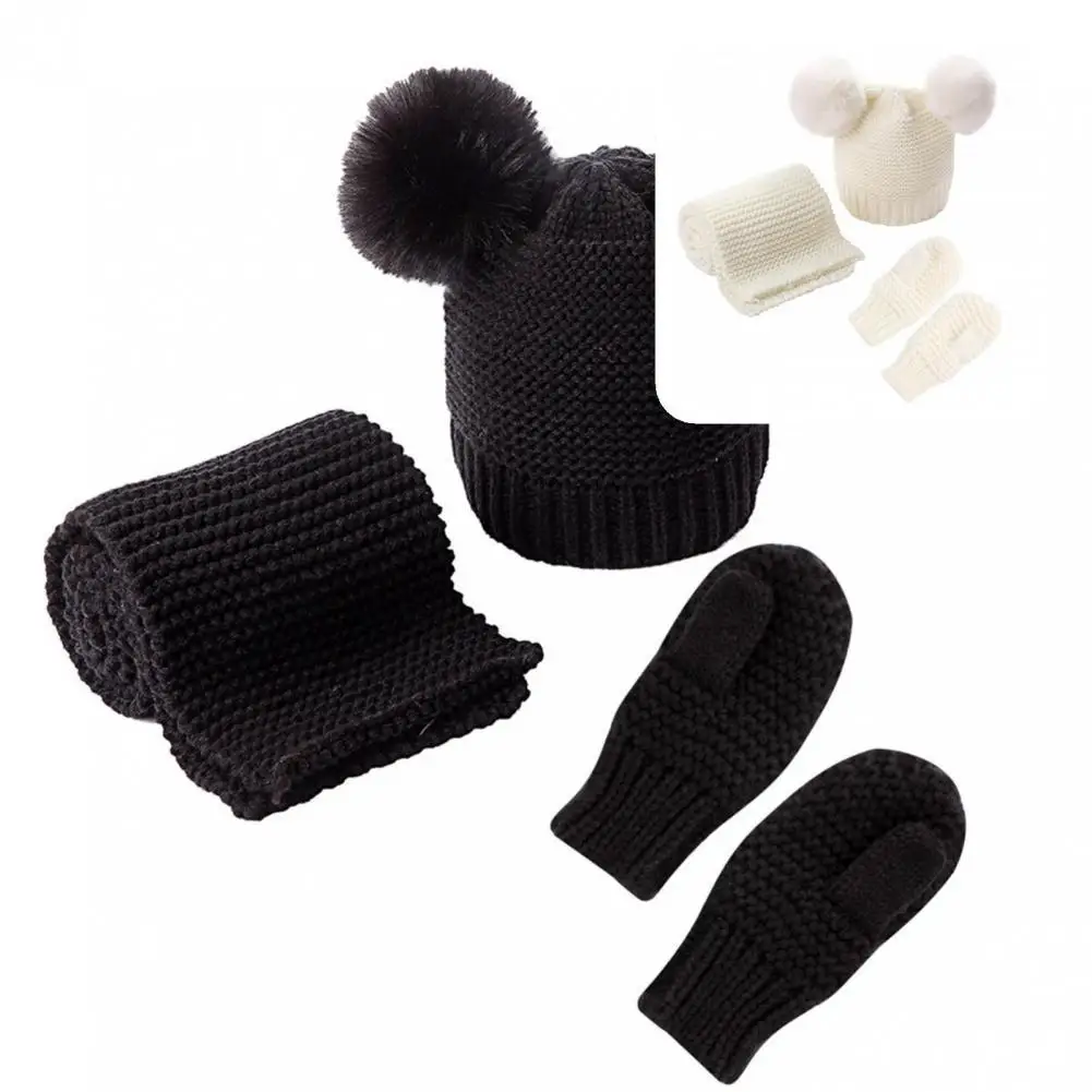 

Winter Hat Scarf Knitted Beanie Hat Scarf Gloves Set Hat Scarf Gloves High Quality Cap Neckcloth Mittens