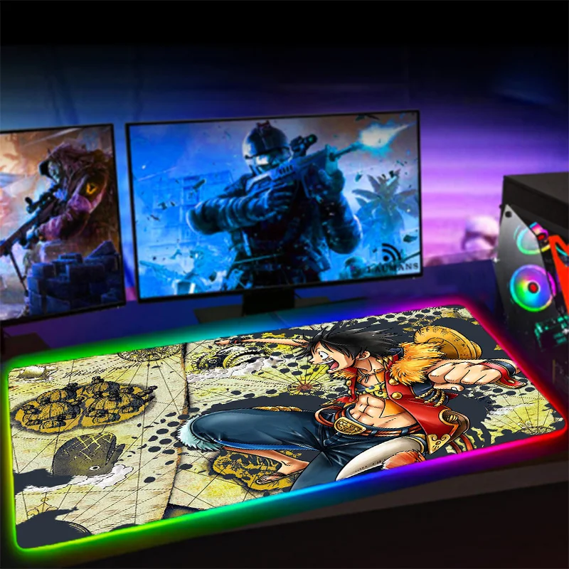 

Большой коврик для мыши с аниме-мотивом RGB, маленькая игровая клавиатура со светодиодный Ной подсветкой, Офисные аксессуары, Настольный ков...