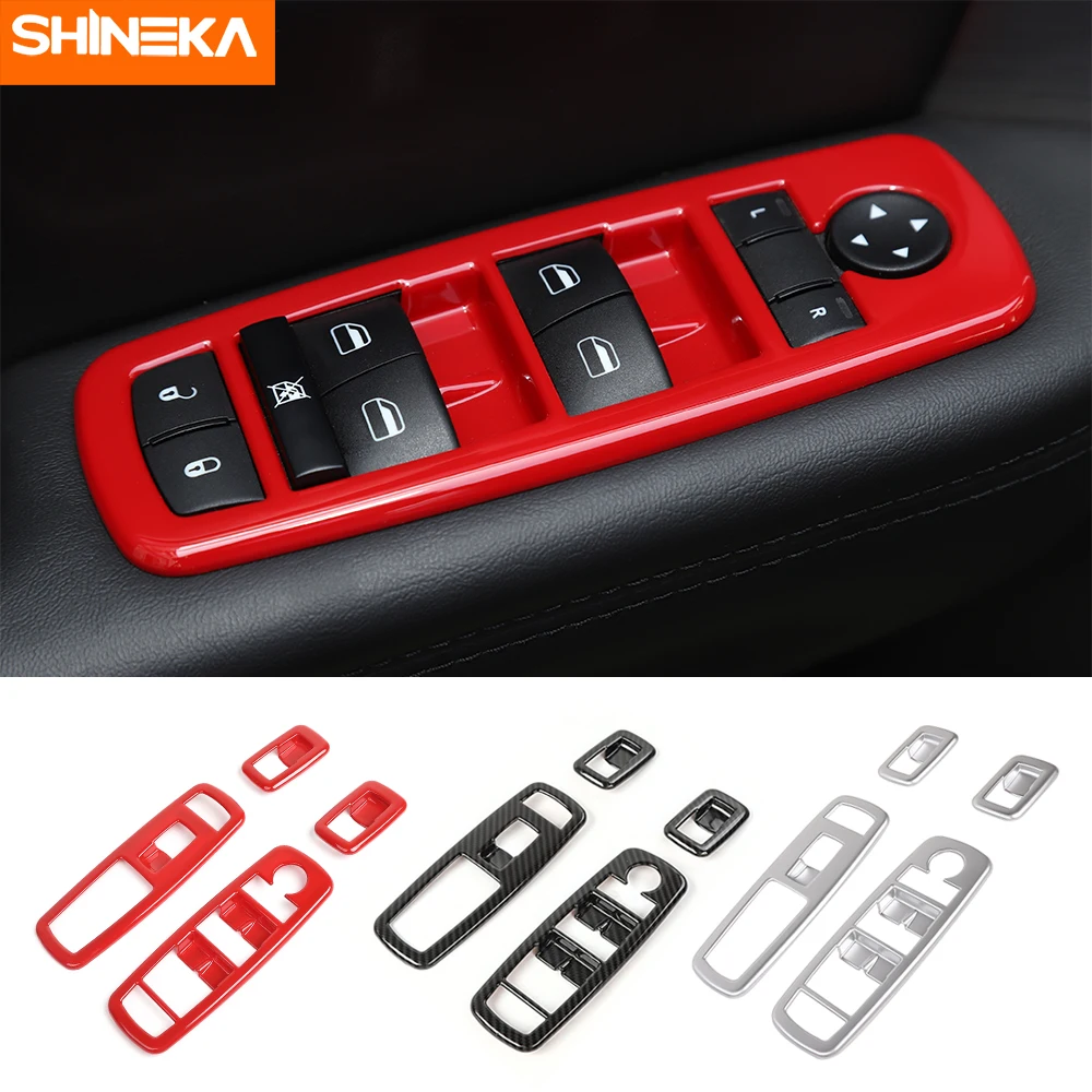 

SHINEKA Interior Mouldings For Dodge Durango Car Window Lift Control Panel Switch Button Trim Cover For Dodge Charger 2011+