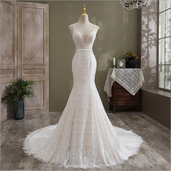

Wedding Dress New Slim Fishtail Tailed Wedding Dress New Arrival Fashion Off White Belt Latest Fashion Dress Bride