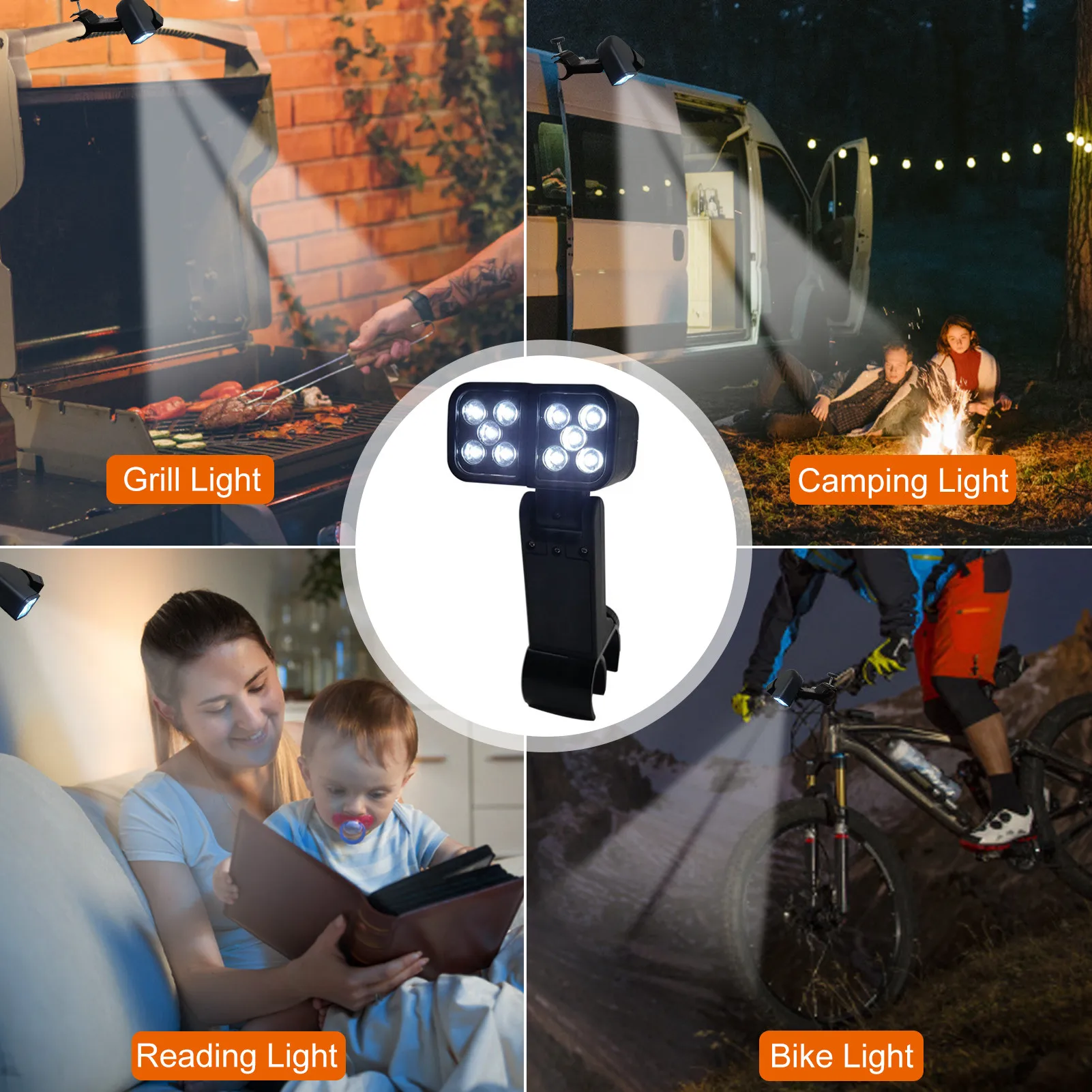 

2 Heads Led Lights Lamp Smart Light Grill Camping Accessories Cooking Grill Bbq Tools Rotating Barbecue Grills Outdoors pleasant