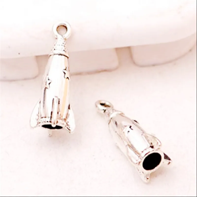 10 шт. посеребренные металлические объемные кулоны космические ракеты модное