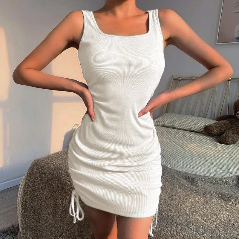 Женское сексуальное Бандажное облегающее платье без рукавов с боковым шнурком