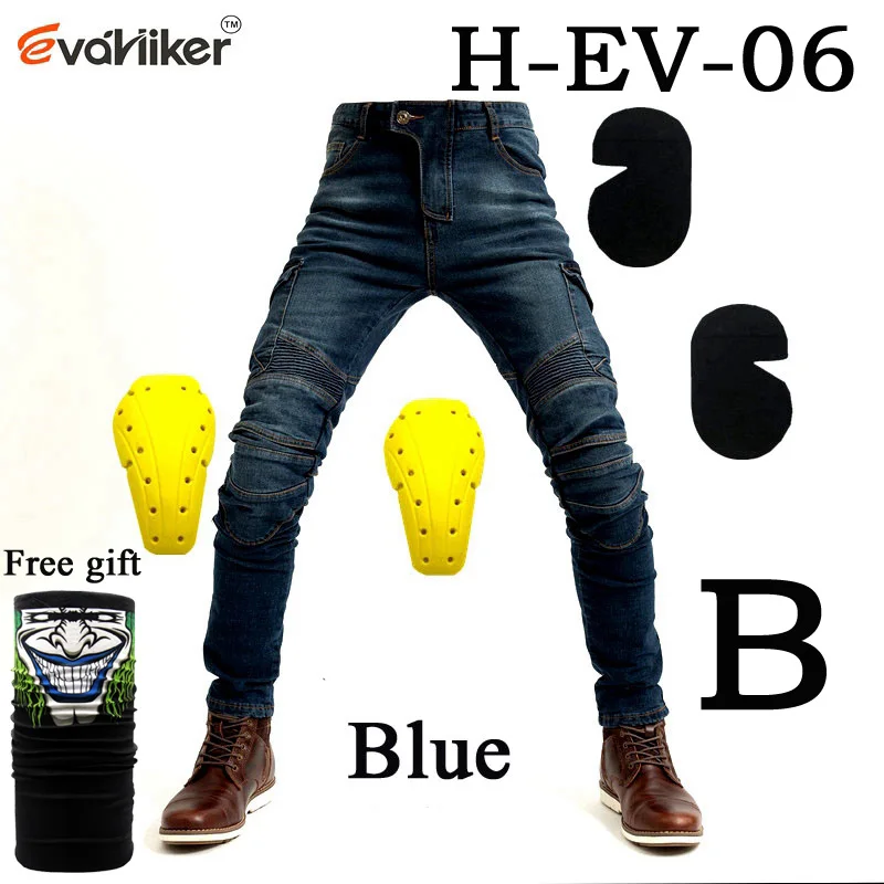 H-EV-06 Blue B Дизайн мотоциклетные брюки мужские мото джинсы Защитное снаряжение для езды на велосипеде мотоциклетные брюки 718 штаны для мотокросса С Prote - Цвет: H-EV-06 Blue B