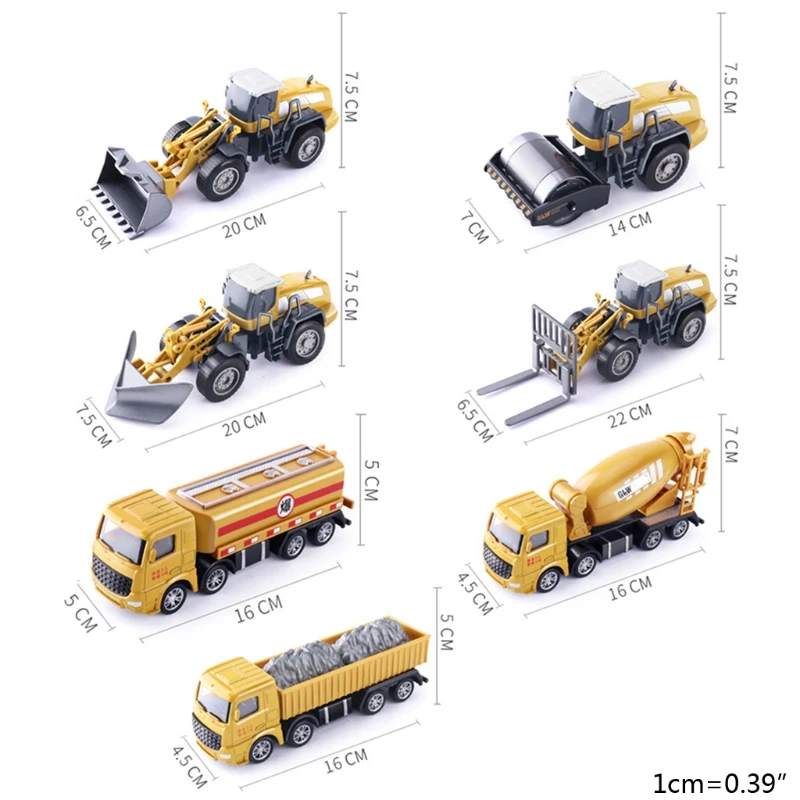 

Upgraded Construction Mixer Trailer 1:55 Scale Diecast Digger Set Bulldozer Forklift Tanker 1:55 Big Gift for Boys