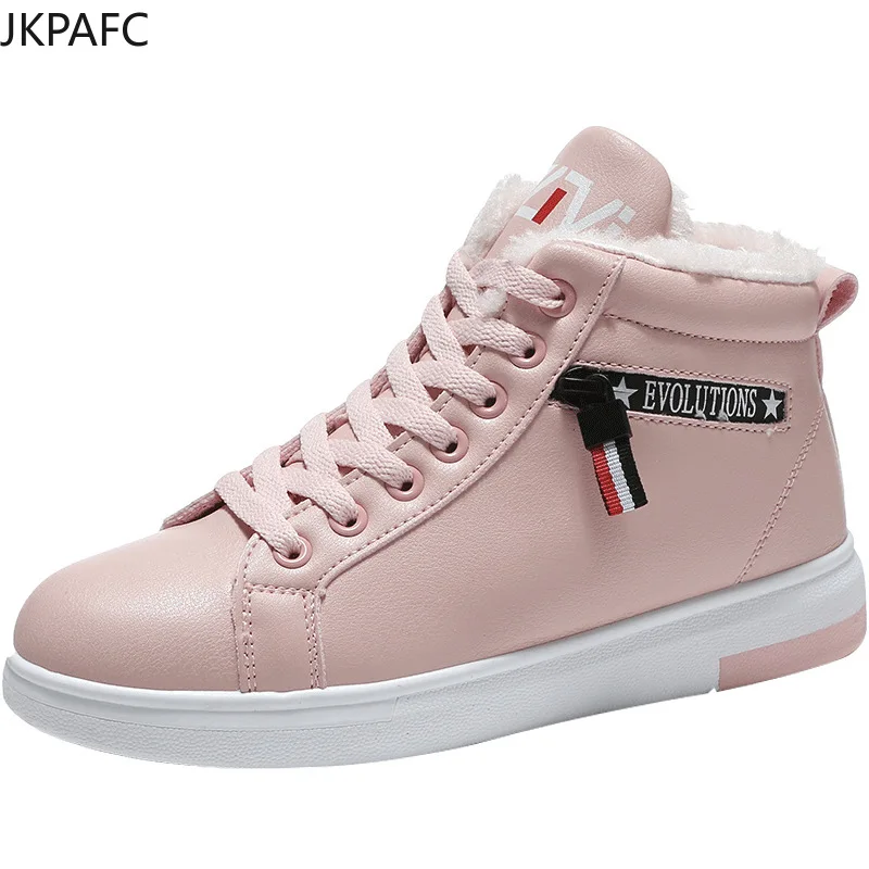

2020 Winter Boots Women Ankle Boots Warm PU Plush Winter Woman Shoes Sneakers Flats Lace Up Ladies Shoes Women Short Snow Boots