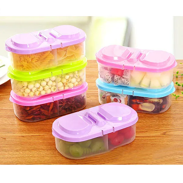 

NEW Plain Double-Box Storage Buckle Sealed Tank Kitchen Refrigerator Storage Box Food Fruit Vegetable Storage Box