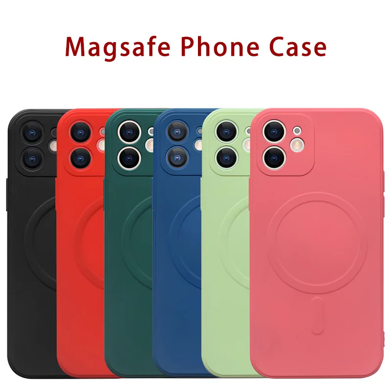 Новинка 2021 Магнитный квадратный жидкий силиконовый чехол для IPhone 13 12 11 Pro Max Mini X Xs