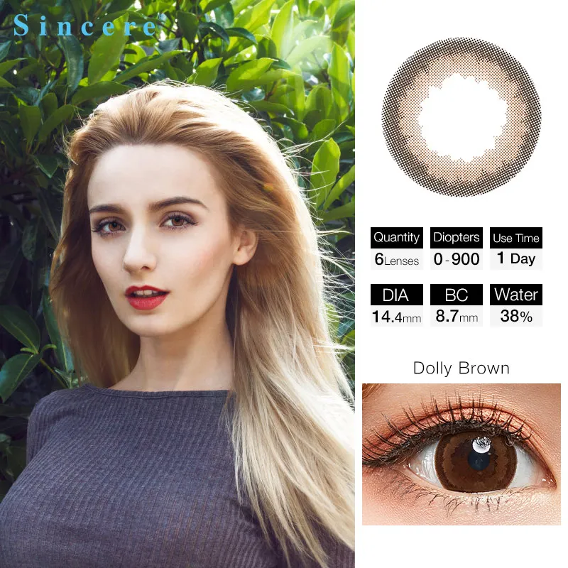 

Sincere vision Dolly Brown degree Series Colored Contact Lenses for Eyes Colored Eye Lenses Color Contacts 6pcs/box
