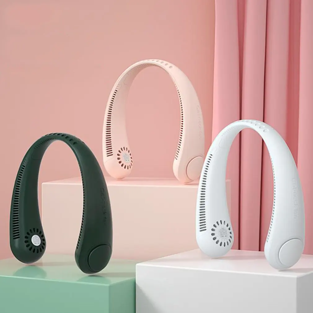 

Портативный беслопастной мини-вентилятор на шею с зарядкой от USB для дома и улицы, для спорта, тихий вентилятор на шею 2400 мАч, трехскоростная ...