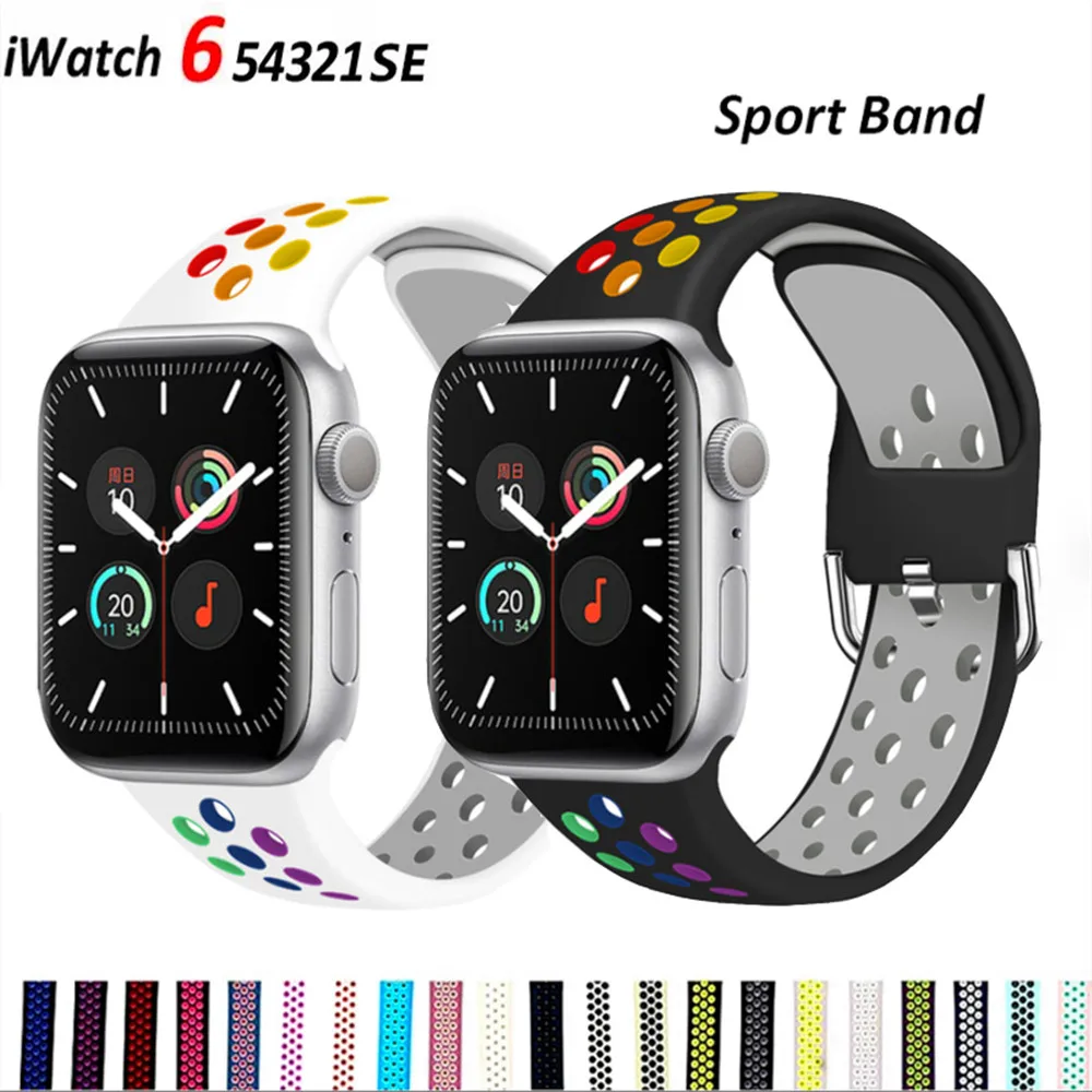 

Силиконовый ремешок для Apple Watch band 45 мм 41 мм 44 мм 40 мм 38 мм 42 мм 44 мм, браслет для часов iWatch Series 3 4 5 6 se 7, ремешок
