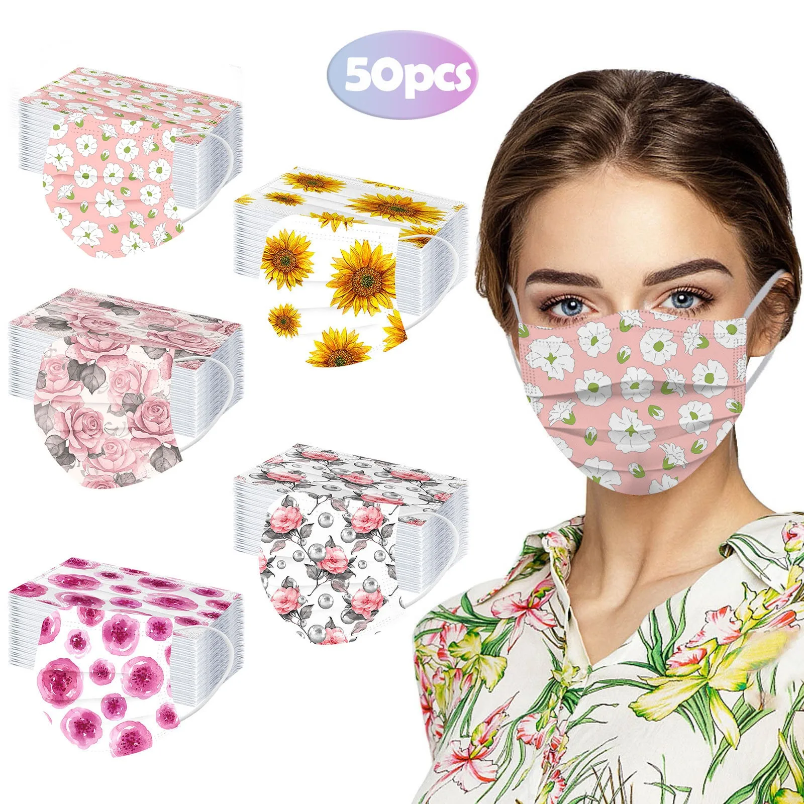 10-50 шт. одноразовая маска для косплея с принтом подсолнуха | Тематическая одежда и